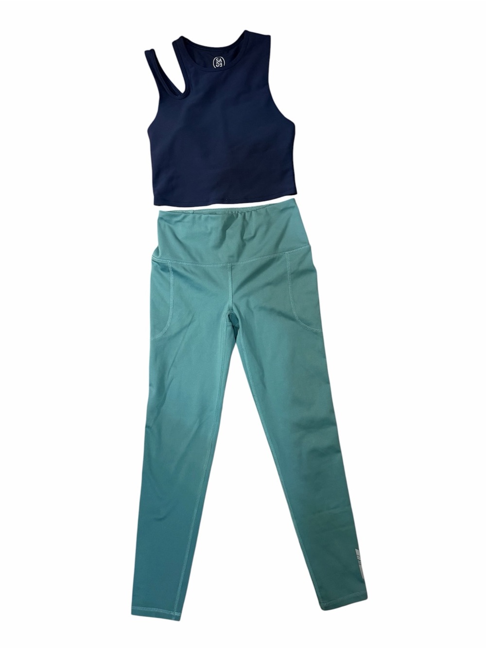 Womens workout navy tank top and with sea green leggings! Size XS! Both included